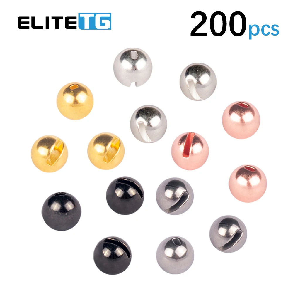 Elite TG 200pcs/5 Colors 3.8-6.4mm Tungsten Slotted Beads Fly Tying Material Fly Fishing Tungsten Beads,Alloy Fly Tying Material