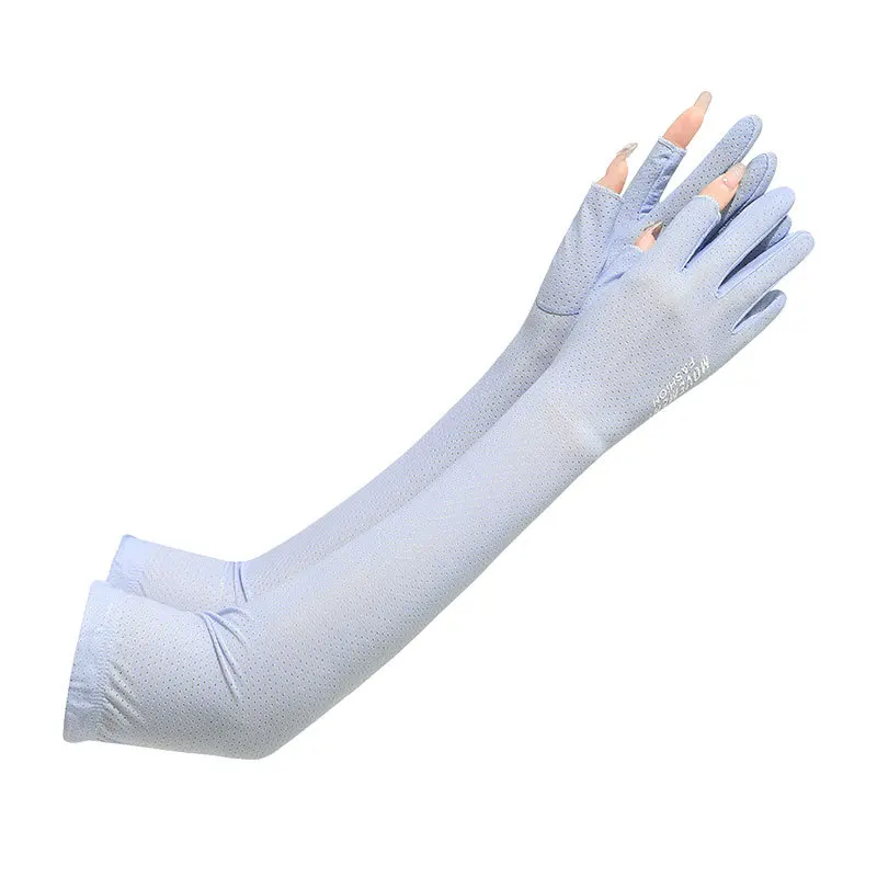 

Ice Silk Sunscreen Arm Sleeve Covers Summer Anti-UV Breathable Long Ladies Gloves Driving Fishing Running Mens Elbow Covers
