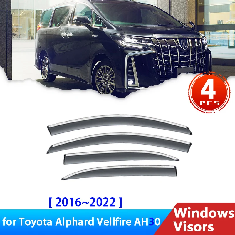 

Дефлекторы для Toyota Alphard Vellfire AH30 30 2016 ~ 2022, аксессуары для боковых окон автомобиля, козырьки от дождя, защита бровей, отделка