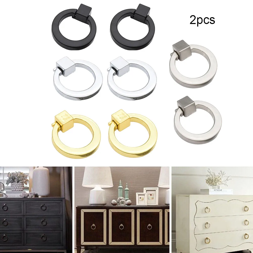 

2PCS Drawer Ring Handle Furniture Wardrobe Door Handle Cabinet Pulls Dresser Drawer Knobs Handle Jewelry Box Ring Hardware