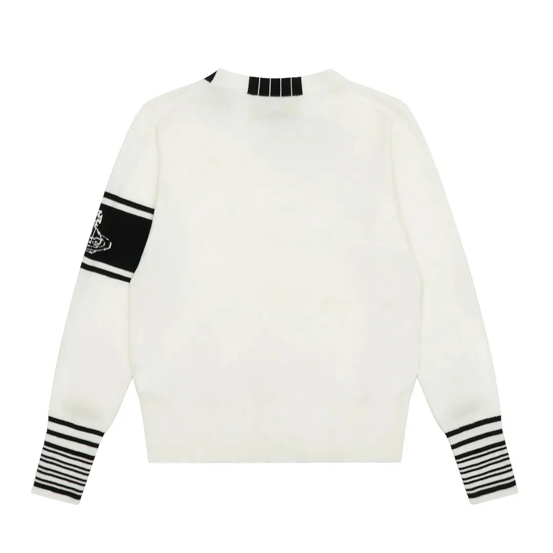 Женский жаккардовый кардиган с V-образным вырезом в полоску