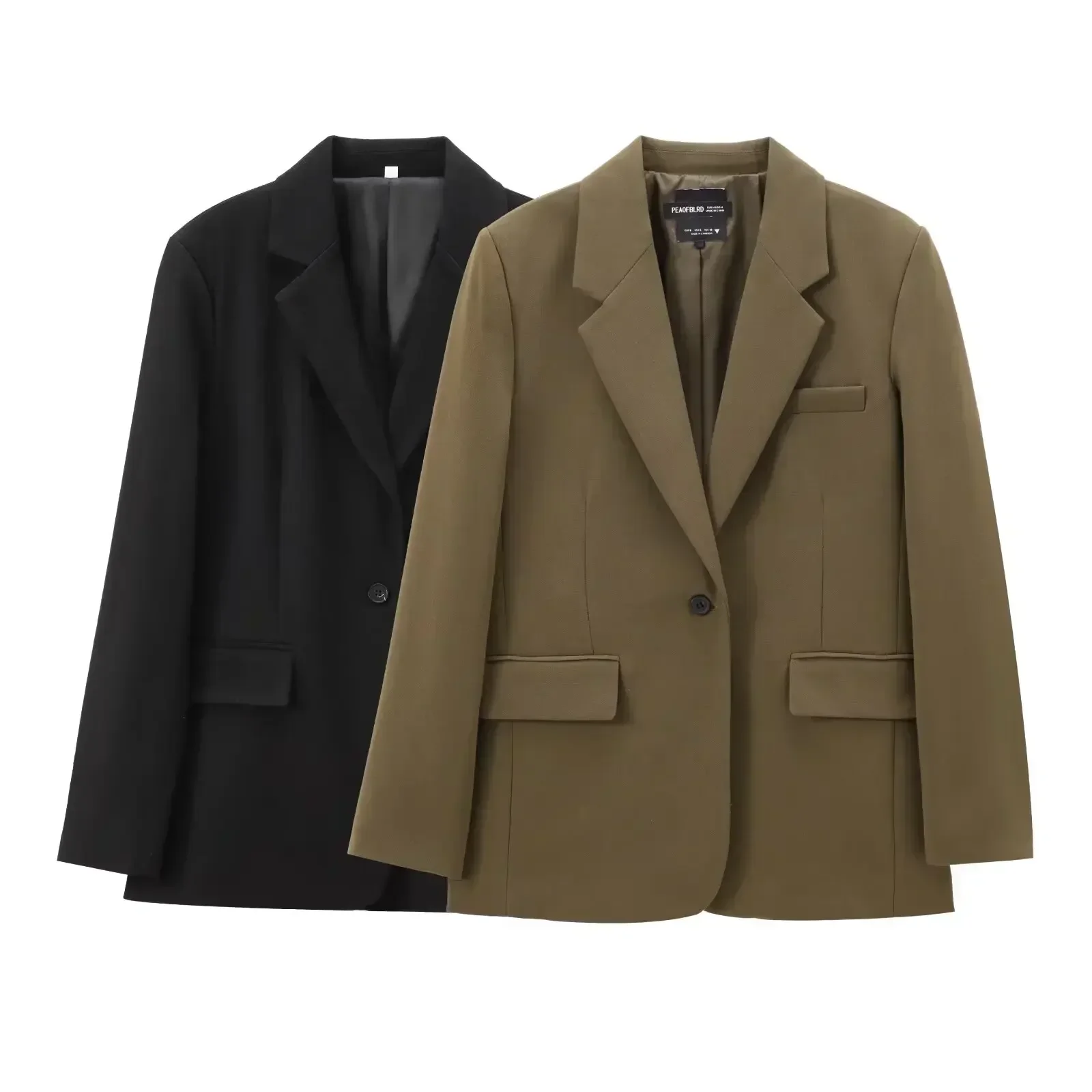 Женское пальто 2024 новое модное свободное с лацканами в базовом стиле ретро