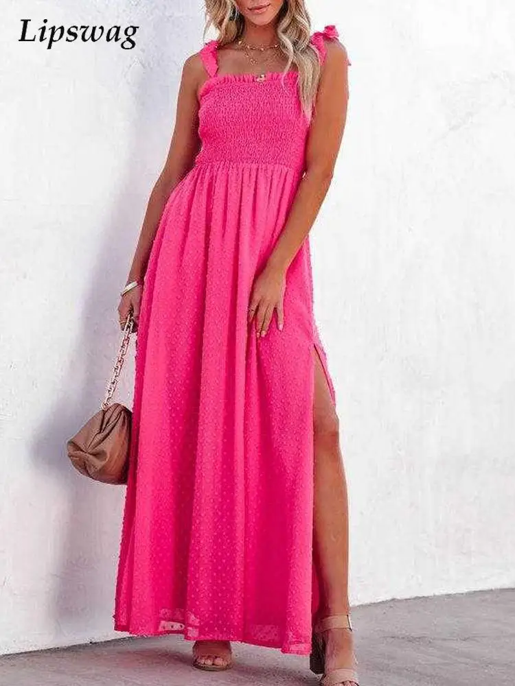 

Женское элегантное однотонное вечернее платье без рукавов, офисное Модное Длинное платье с воротником-лодочкой, женское Привлекательное п...