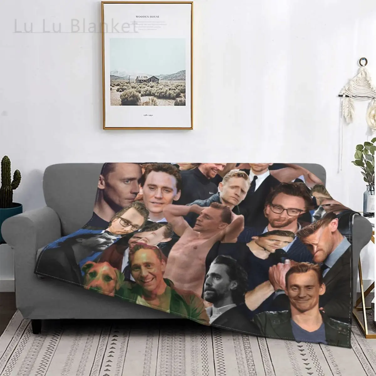 

Tom Hiddleston Photo Collage Blanket Flannel Autumn/Winter Actor Breathable Ultra-Soft Throw Blankets for Sofa Office Quilt