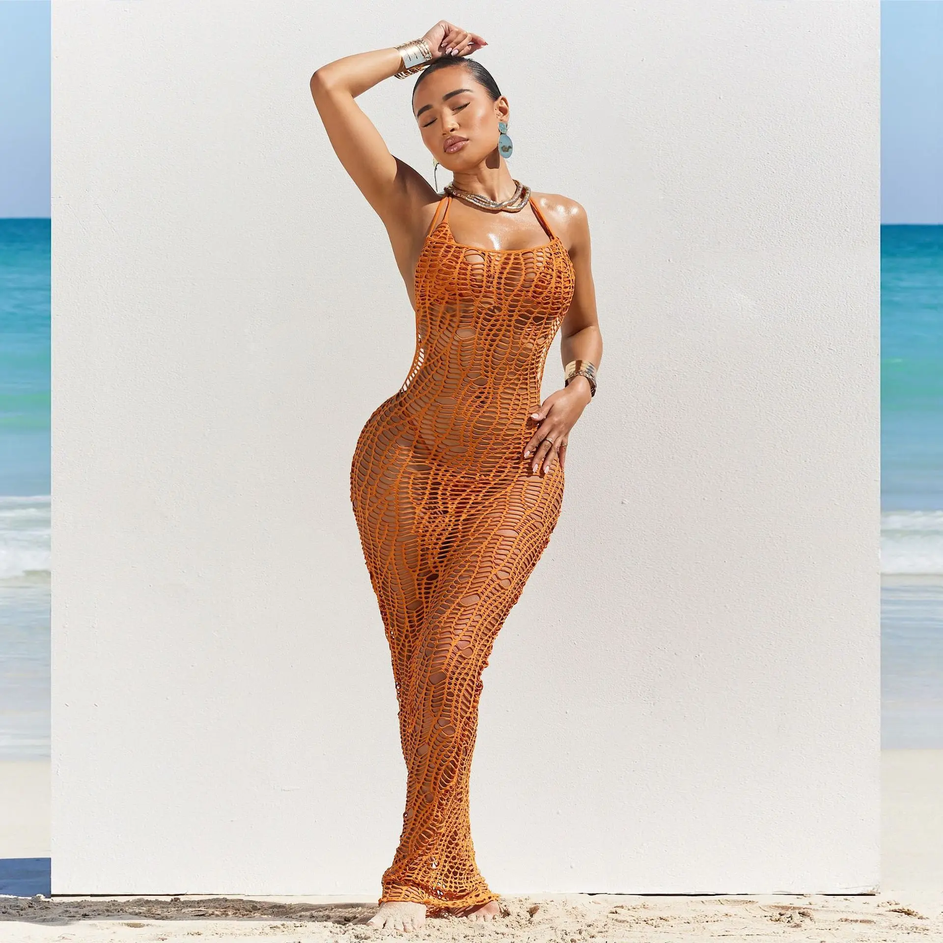 Пляжная одежда Женский комплект из 3 предметов вязаные крючком платья женское