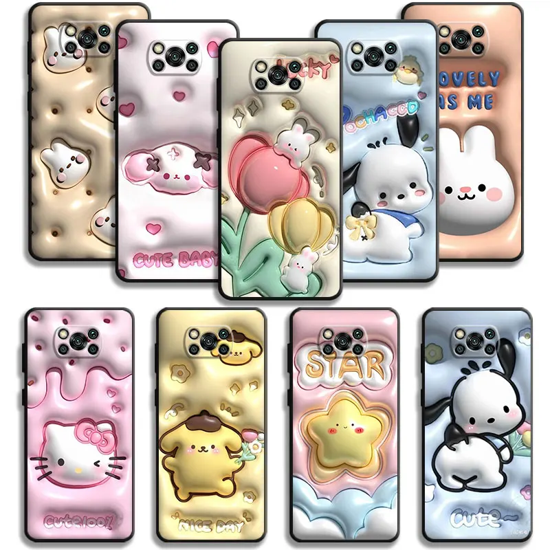 

For Xiaomi MI POCO X4 Pro 13 12 11 Lite 11T 5G POCO X3 NFC POCO M3 10T Pro 12X 9T Phone Cases Hello Kitty White 3D Pattern