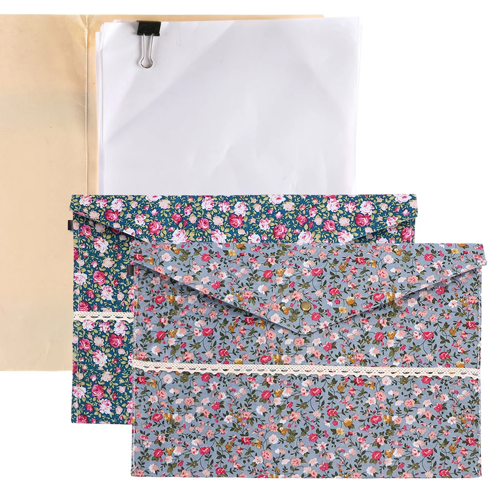 

4pcs A4 Size Felt File Document Folder Plush Floral Document Storage Organizer for Office Business Home (Dark Blue)