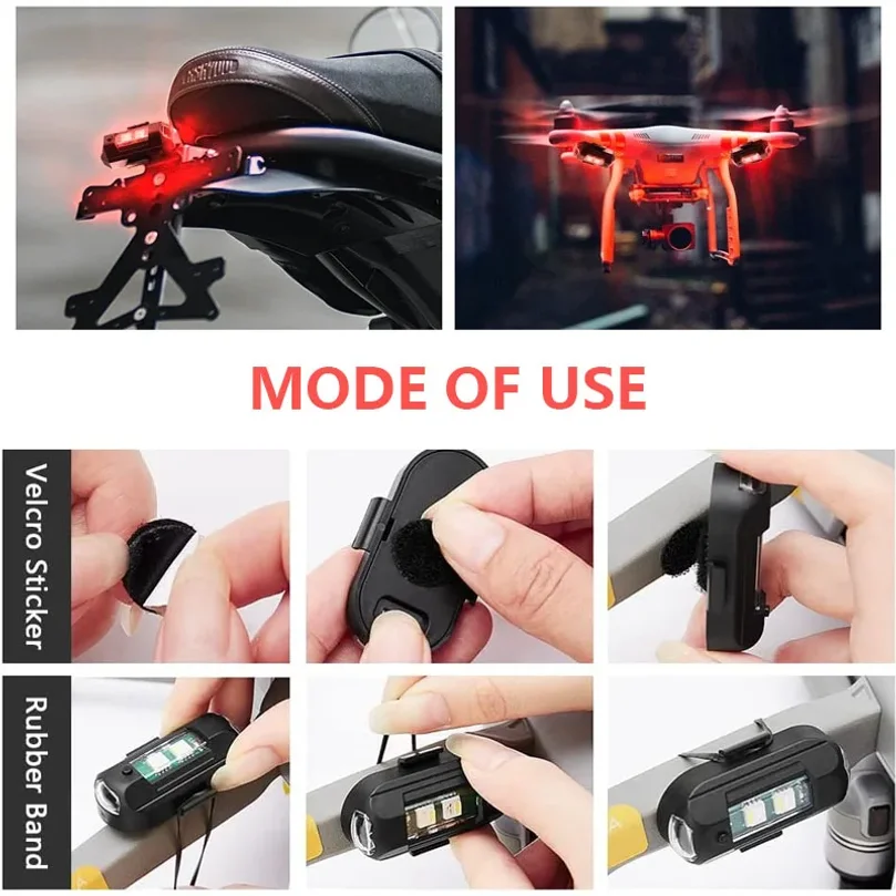 Универсальный стробоскоп для мотоцикла, USB-сигнальная лампа для автомобиля, светодиодный предупреждающий фонарь для велосипеда, дрона, ночного полета, мини-мигалка, сигнальный свет (art.: 3920da9271da2) - 3920da9271da2