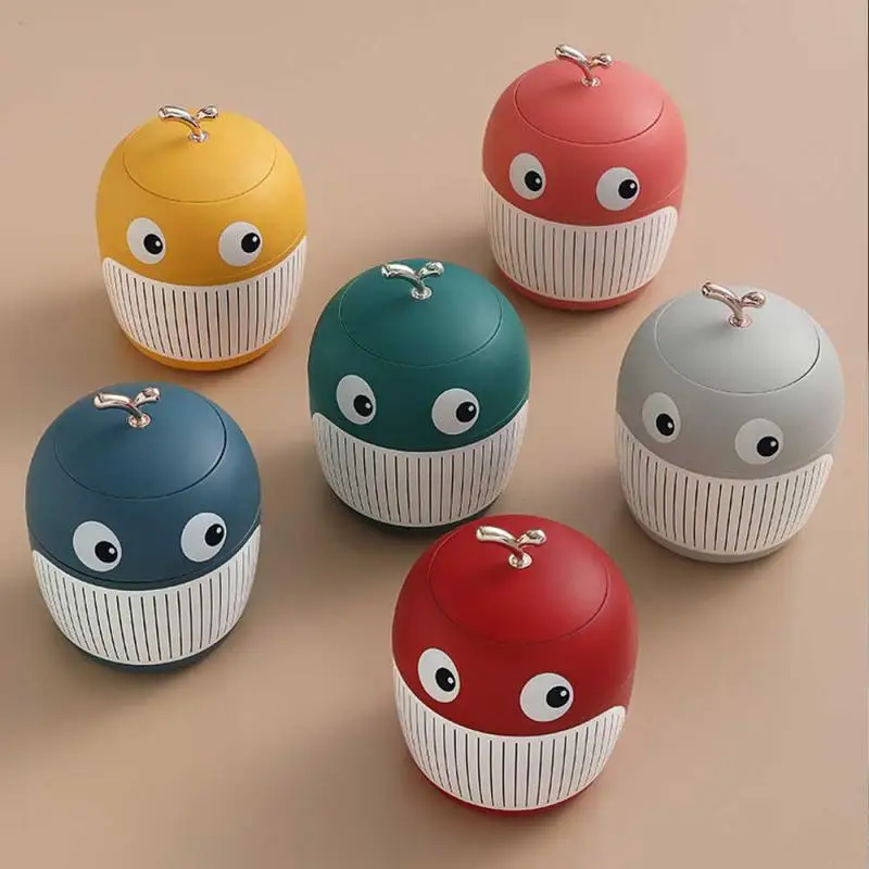 

Little Whale Desktop Garbage Bin Light Luxury Style Cute Mini Office Table Tea Table Storage Bucket Small Table Top Bucket