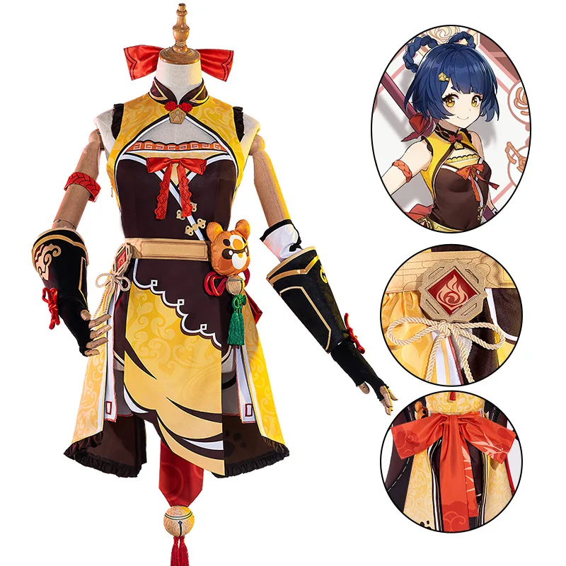 

Genshin Impact Anime Cosplay Costumes Xiang Ling Uniform Maid Lolita Dresses Clothes Halloween Carnival Show Role Playing