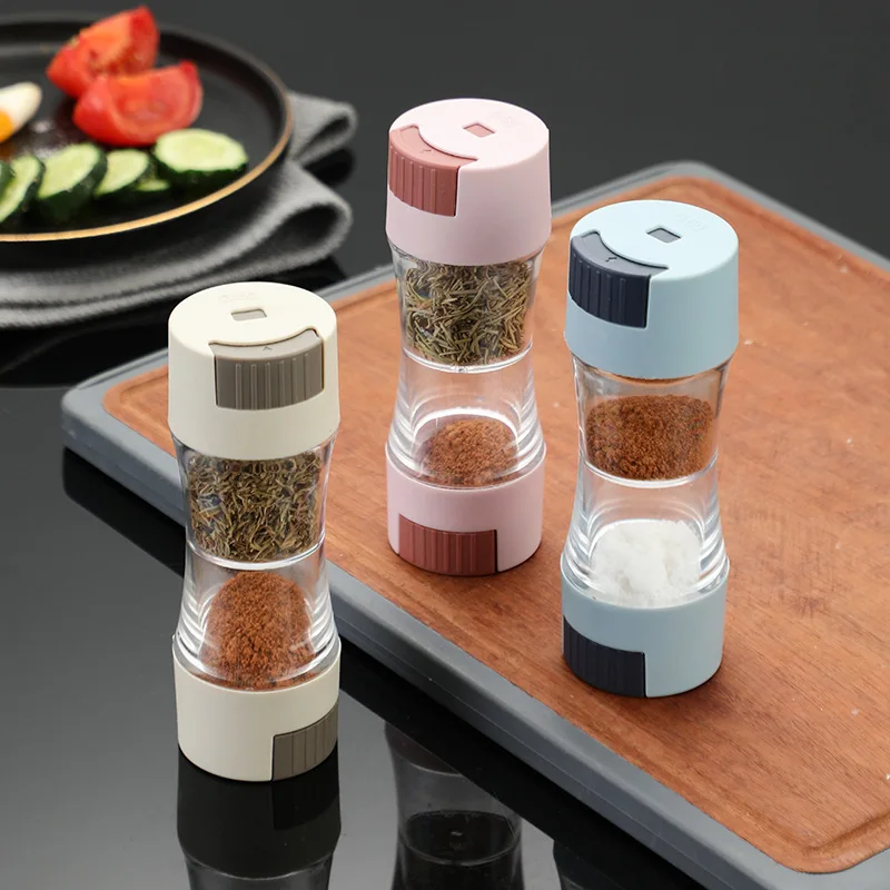 

0.5g Metering Salt Shaker Press Type Dispenser Double-headed Sugar Spice Pepper Seasoning Bottle Quantitative Sprinkle Salt Tool