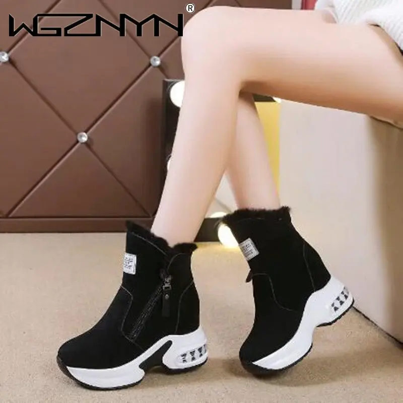 

Женские ботильоны на молнии, теплые ботинки с плюшевой подкладкой, зимняя обувь, 2023