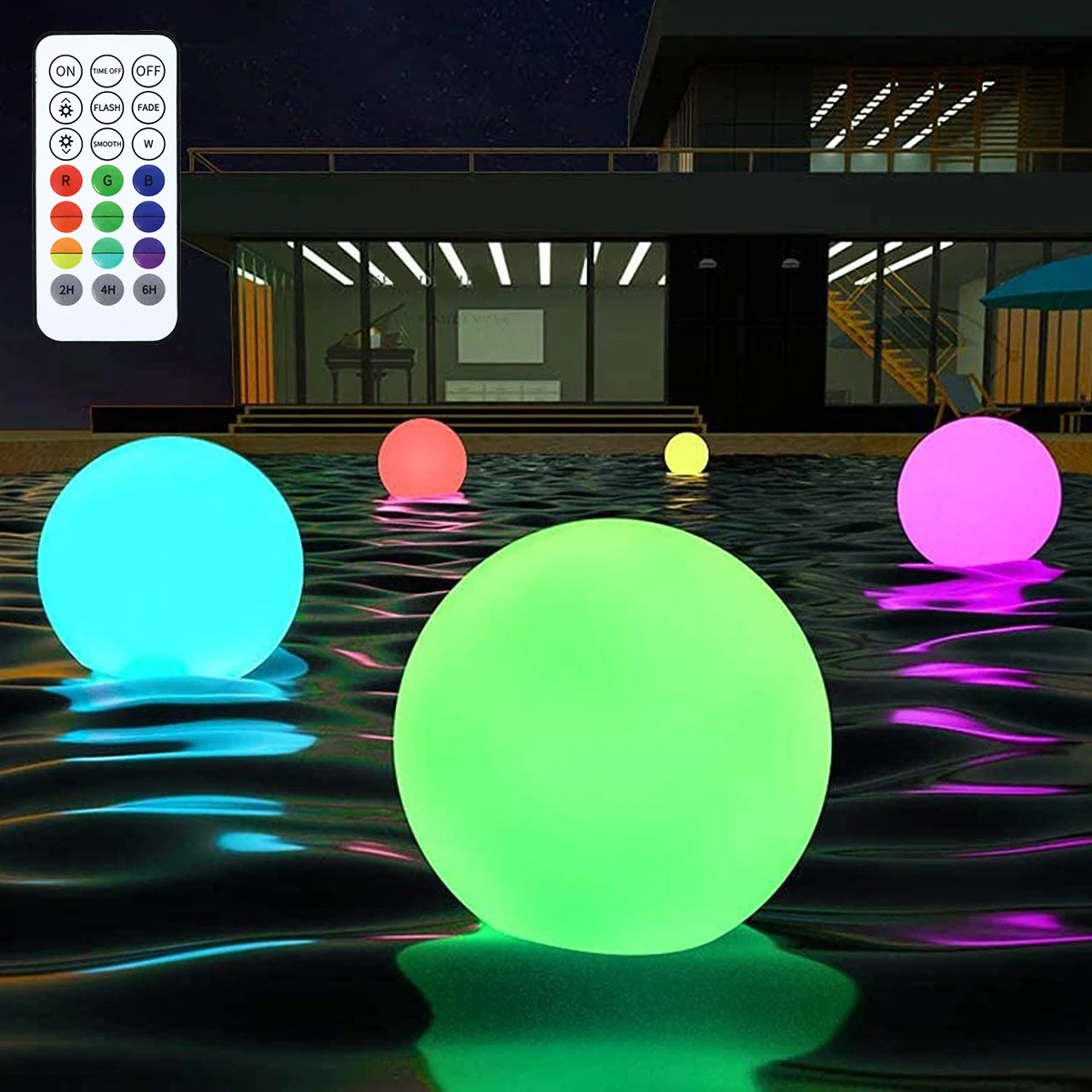 

4pcs Floating Ball Pool Lights Waterproof LED Glow Globe Light Remote for Pool Garden 16 Colors Outdoor Swimming Pool Lights