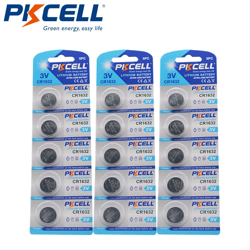 

15Pcs/3Card CR 1632 BR1632 DL1632 ECR1632 KCR1632 LM1632 CR1632 3v lithium battery 12Ah LiMO2 Battery