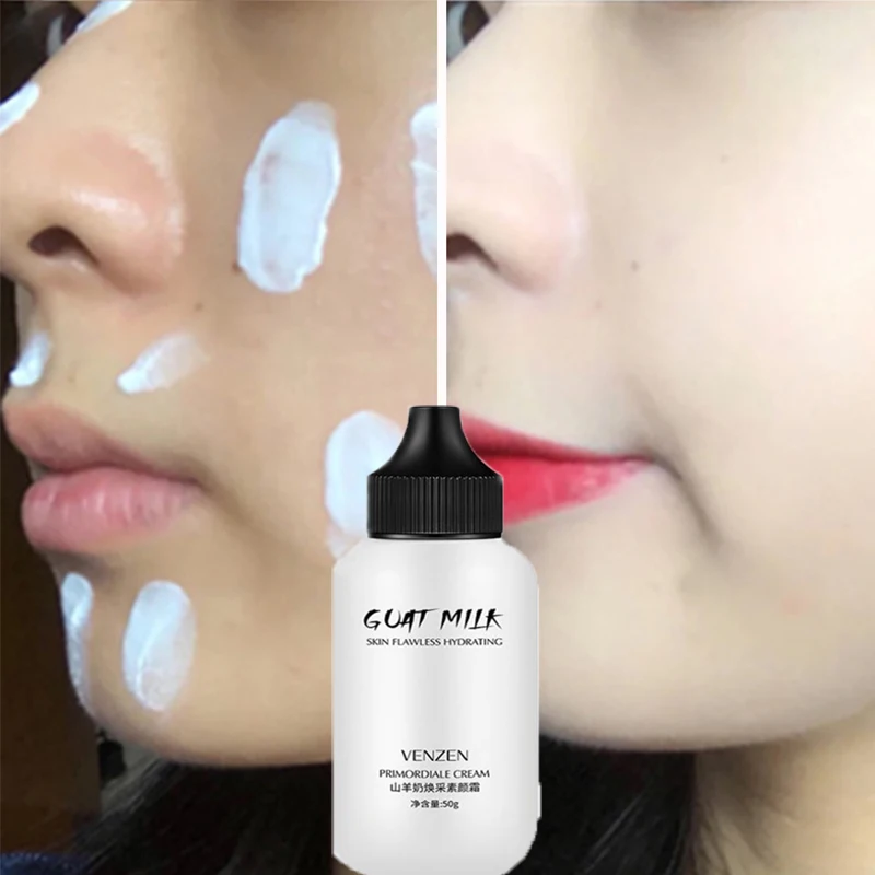 

Professional Lazy Face Foundation Cream Goat Milk Revitalizing Full Coverage Waterproof Makeup Base Brighten Cover Dark Circles