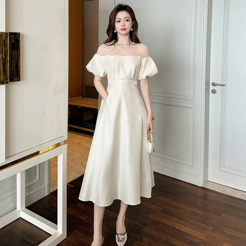 A-Leibniz - Стиль Хепберн темпераментное длинное платье лето новое женское