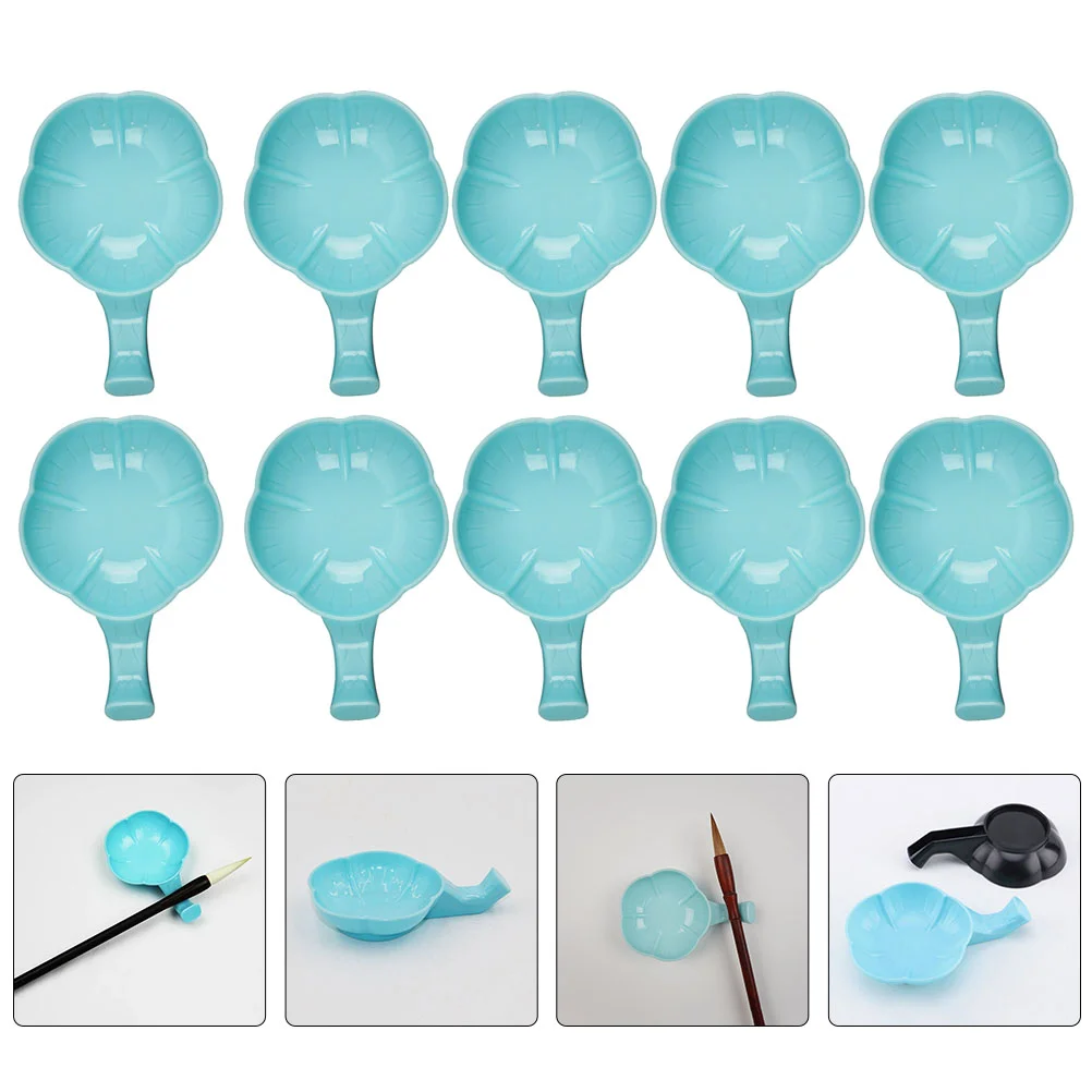 

10pcs Delicate Chinese Calligraphy Ink Plates Painting Brush Holders (Sky-blue)