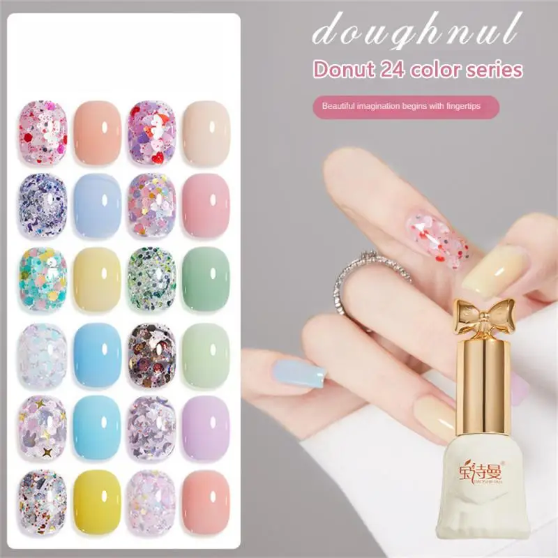 

Nail Gel Doughnut Ice Transparent Nude Color Nail Polish Glue 2023 New Jelly Transparent White Light Therapy Glue For Nail Salon