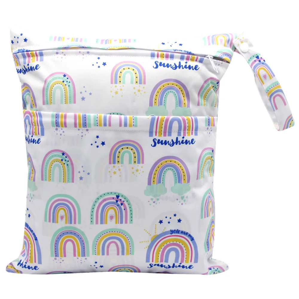 Mommy Diaper Bags 30*36cm Double Zipper Baby Reusable Cloth Nappy Waterproof Wet Bag for Infant Portable Travel Stroller Pocket |