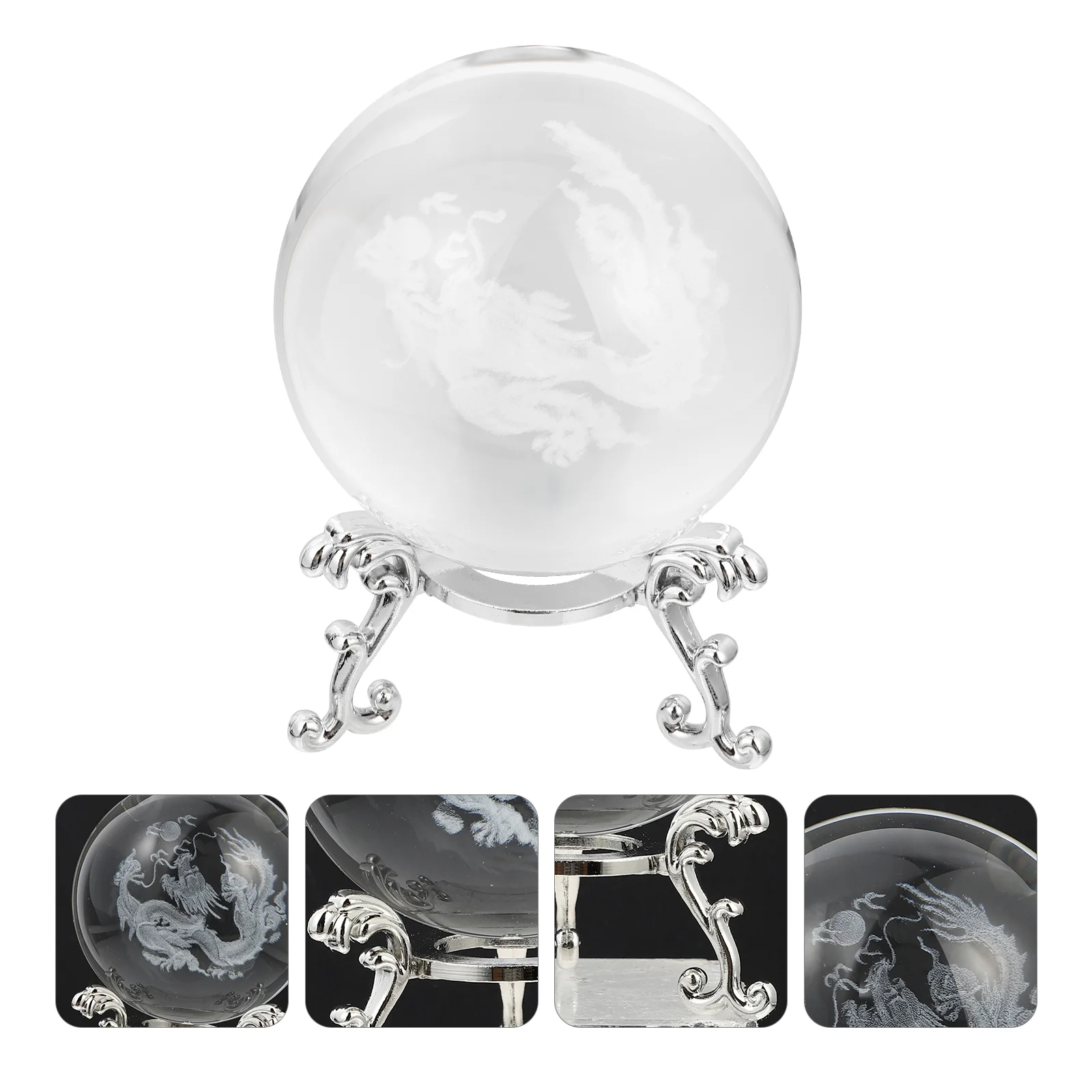 

Engraved with Stand Dragon Figurine Ornament for Home Office Decor