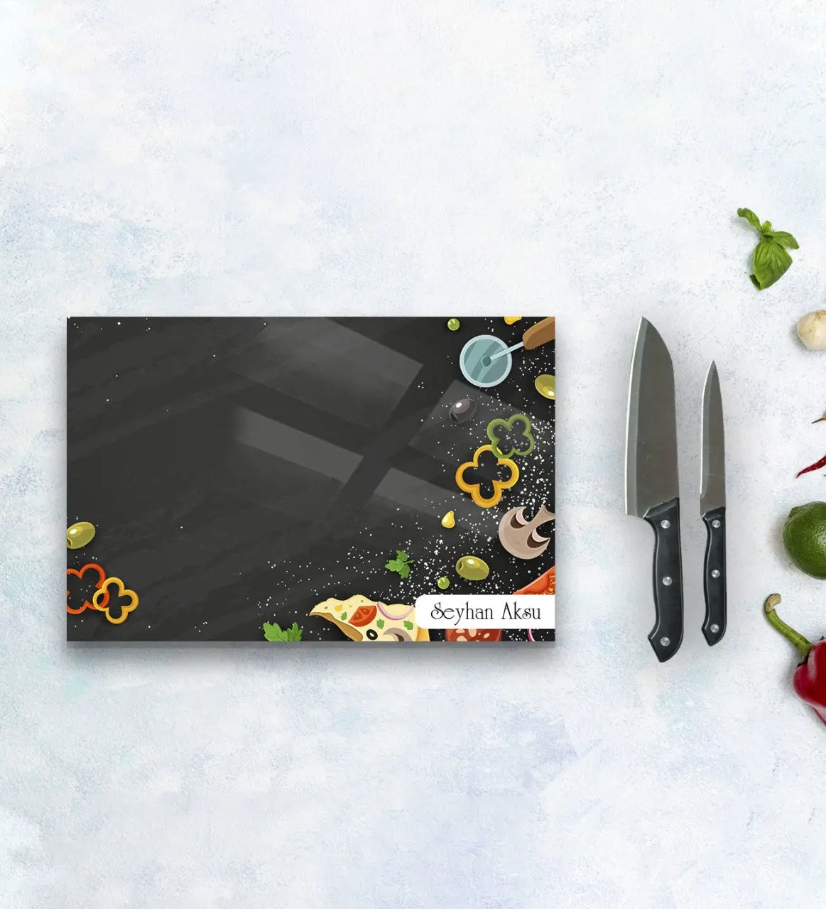 

Personalized glass cutting and presentation tray 20x30cm Model 3