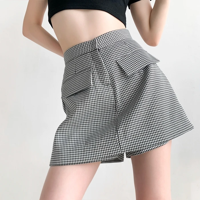 

ZHISILAO новая мини-юбка «гусиные лапки» Женская винтажная юбка А-силуэта с высокой талией шорты весна-лето 2023