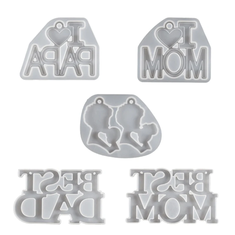 

PAPA MoM Keychain Silicone Mold Mothers Day Handmade BESTDAD Epoxy Casting Mold with Hole Tablet Resin Mold