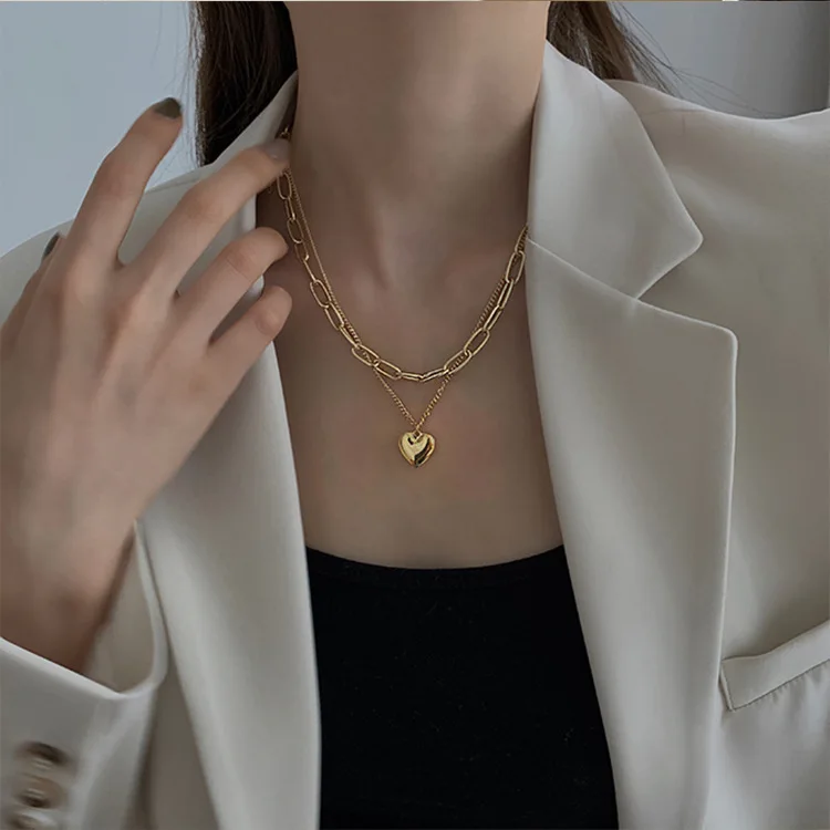 

Korean Gold heart Necklace TS1