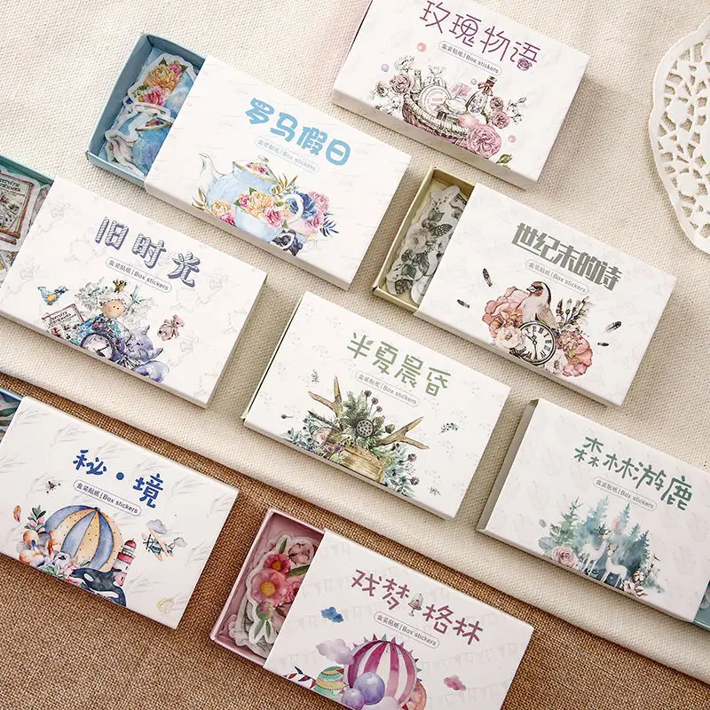 

BULA 40pcs/box Kawaii Stickers Packed in Box Foodie Cartoons Forests Unicorn for Scrapbooking Journal Deco Vintage Stickers
