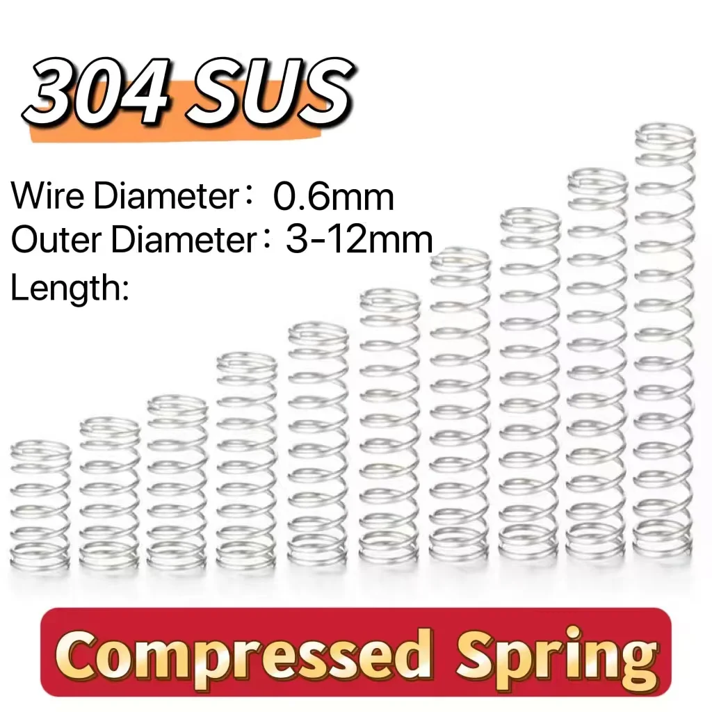 

Stainless Steel Compression Spring Wire Diameter 0.6mm Shock Absorbing Pressure Spring Damping Return Spring Custom