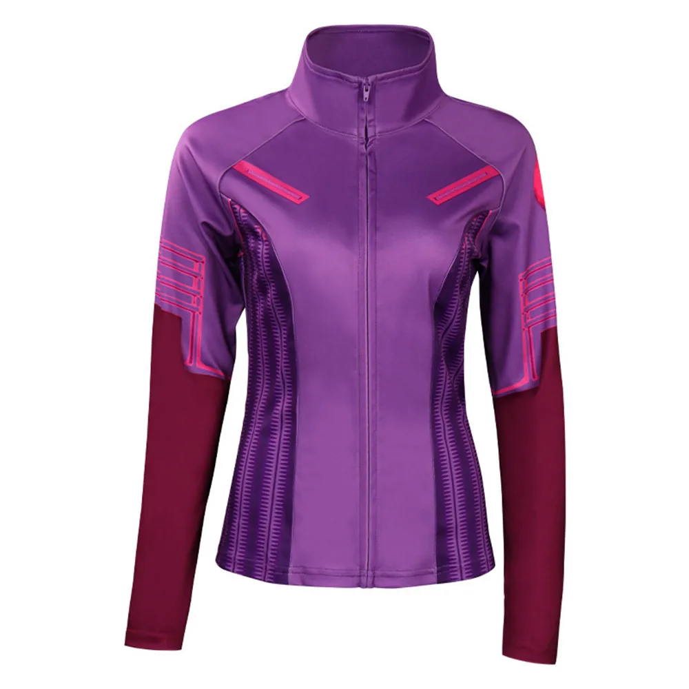 Купи Movie Hawkeye Coat Marvel Winter Women's Zipper Vintage Cosplay Jacket Kate Bishop Purple Sweatshirt Jacket Party Costume за 1,301 рублей в магазине AliExpress