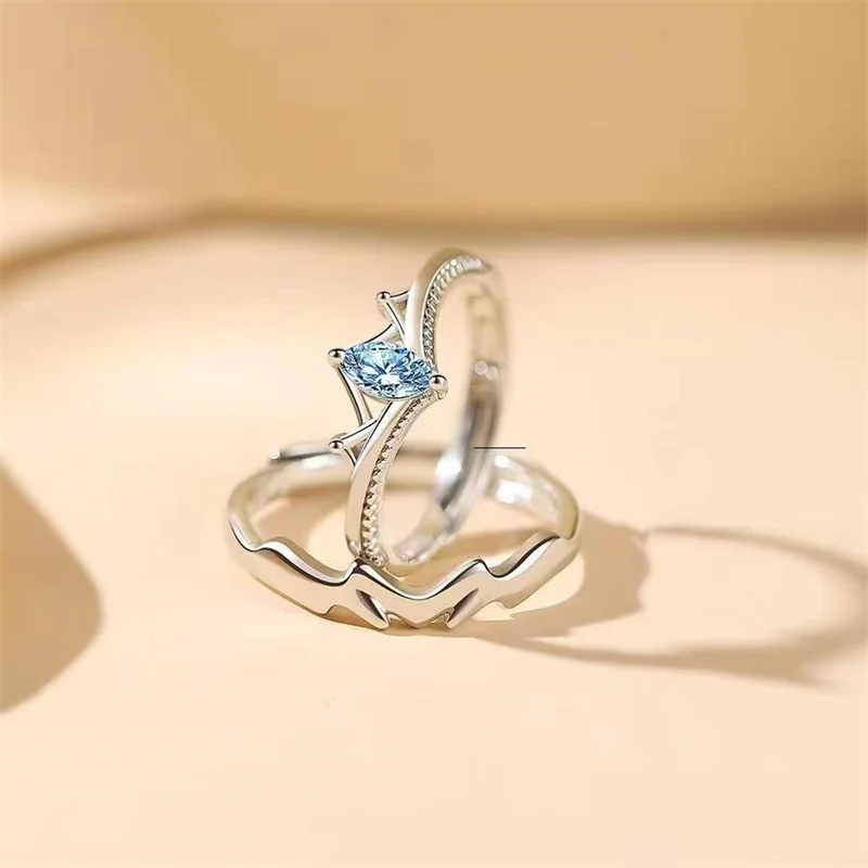 Кольца принцессы и дьявола Корона пары циркониевые геометрические открытые Регулируемые кольца для влюбленных обещание кольцо лучший друг ювелирные изделия женские подарки