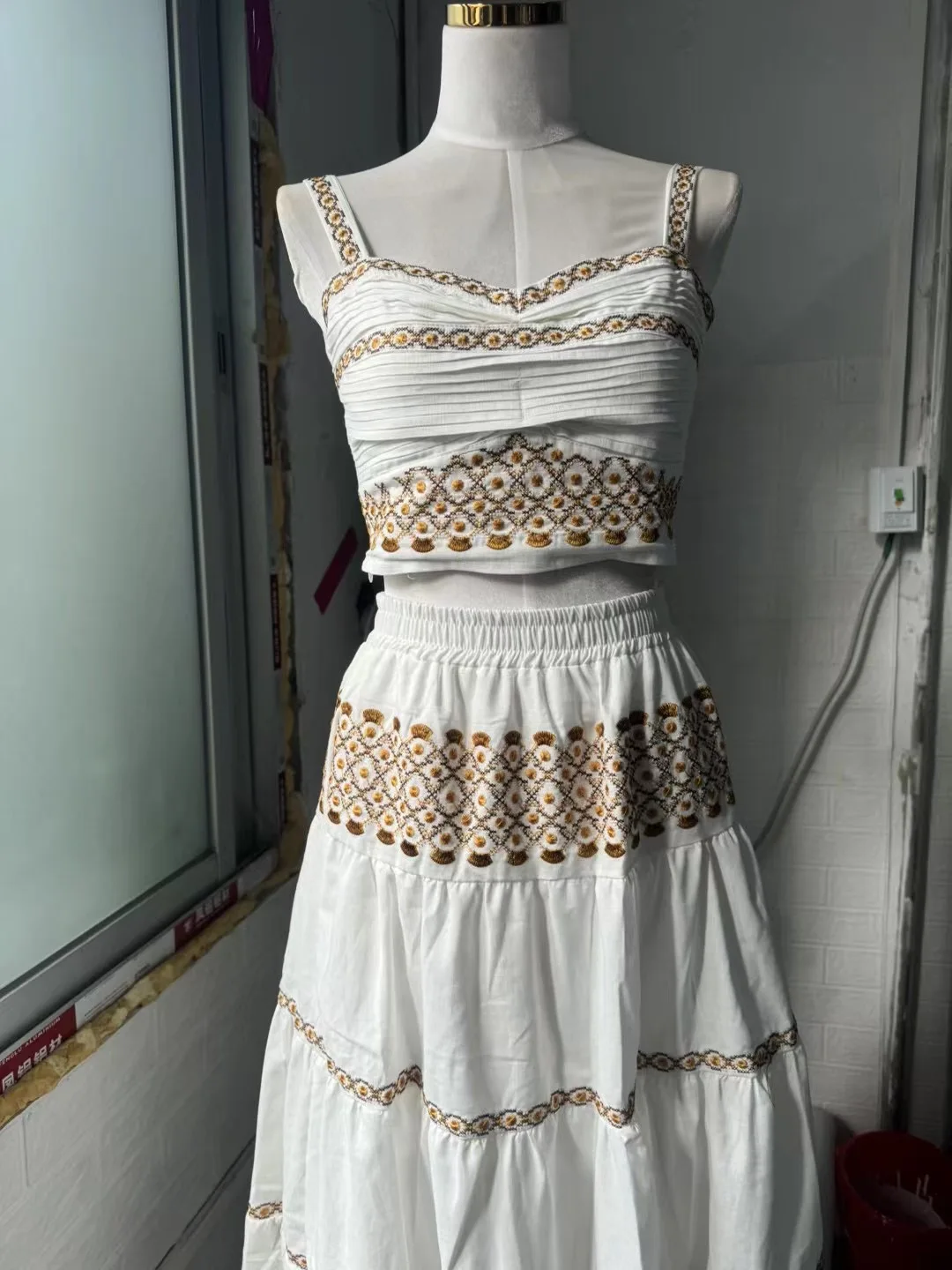 AELESEEN Дизайнерский модный комплект из 2 предметов Женский летний белый