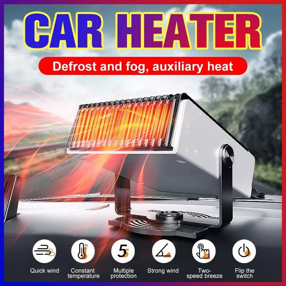

Heater 12/24V 200W Portable 360 Adjustmen 3 IN 1 Heater Cooling Fan Air Purifier Windscreen Defogging Defrost