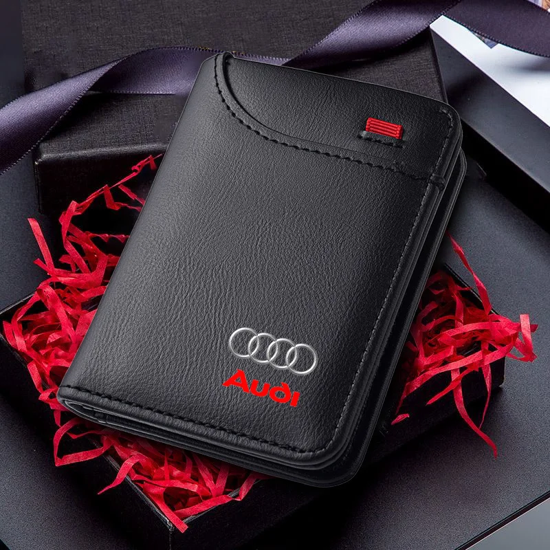

2025 Горячие автомобильные эмблемы из искусственной кожи, кошелек для хранения документов, карман для Audi RS Sline A4 B5 B6 B7 B8 B9 A3 8P 8V 8L A5 A6 C6 C5