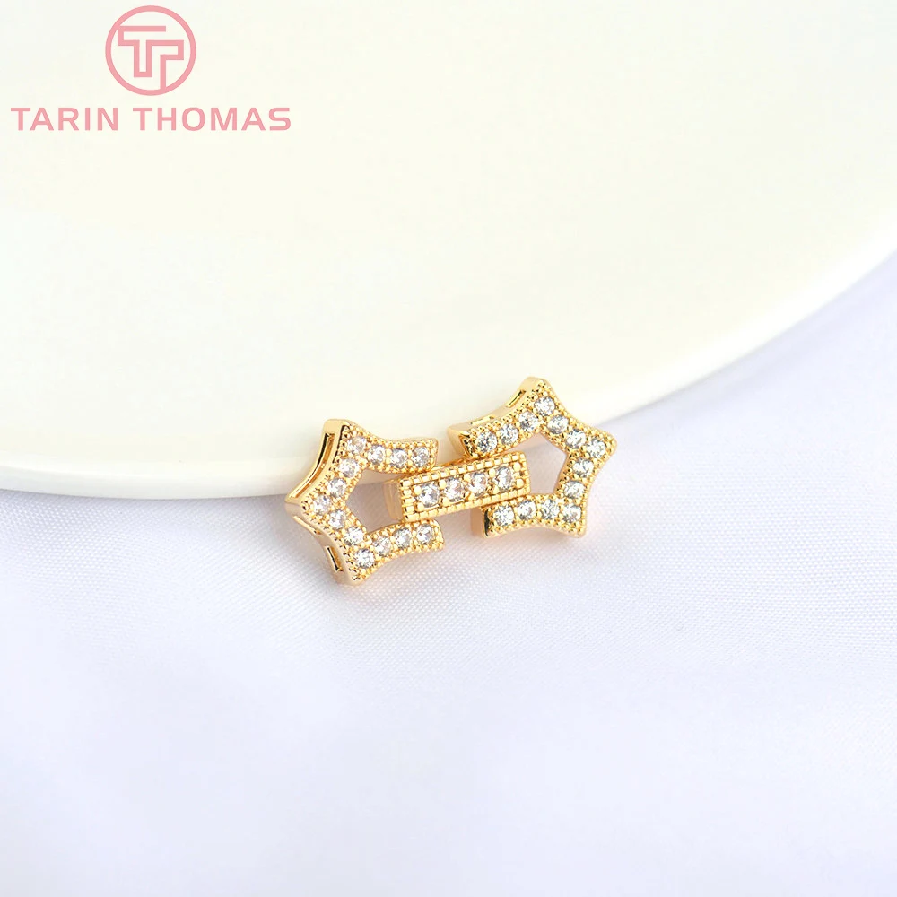 

(5062)4PCS 10x20MM 24K Gold Color Brass with Zircon Bracelet Necklace Connector Clasp High Quality Diy Jewelry Accessories