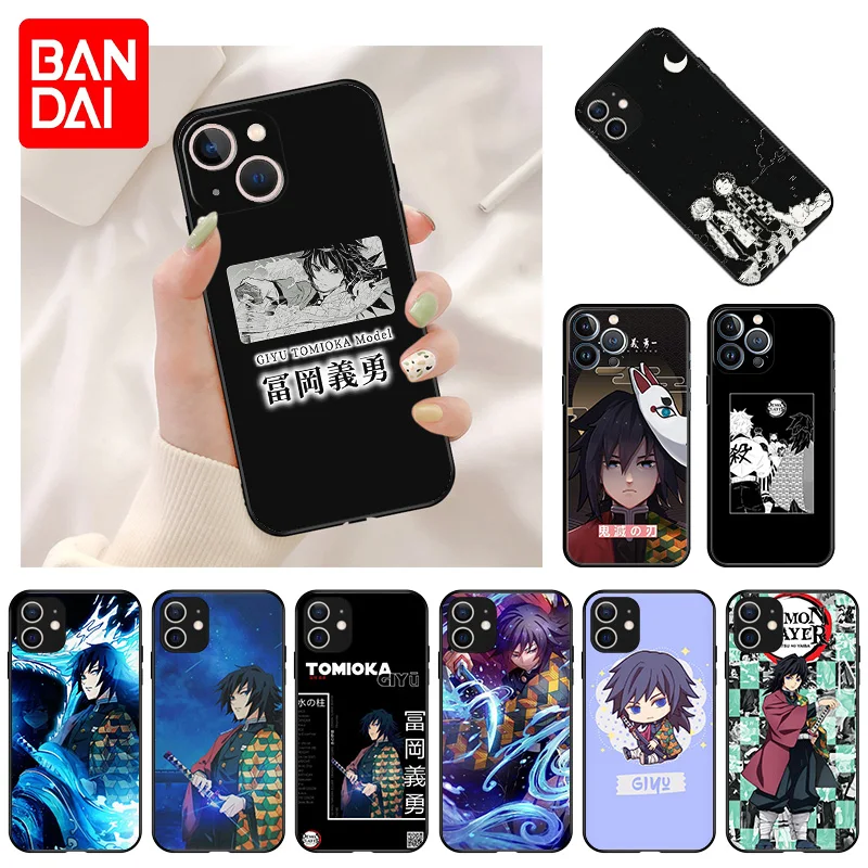 

Phone Case For iPhone 13 11 12 Pro Max Mini XR XS SE 2022 X 8 7 6s Plus Tomioka Giyuu Demon Slayer Shockproof Bumper Black Cover