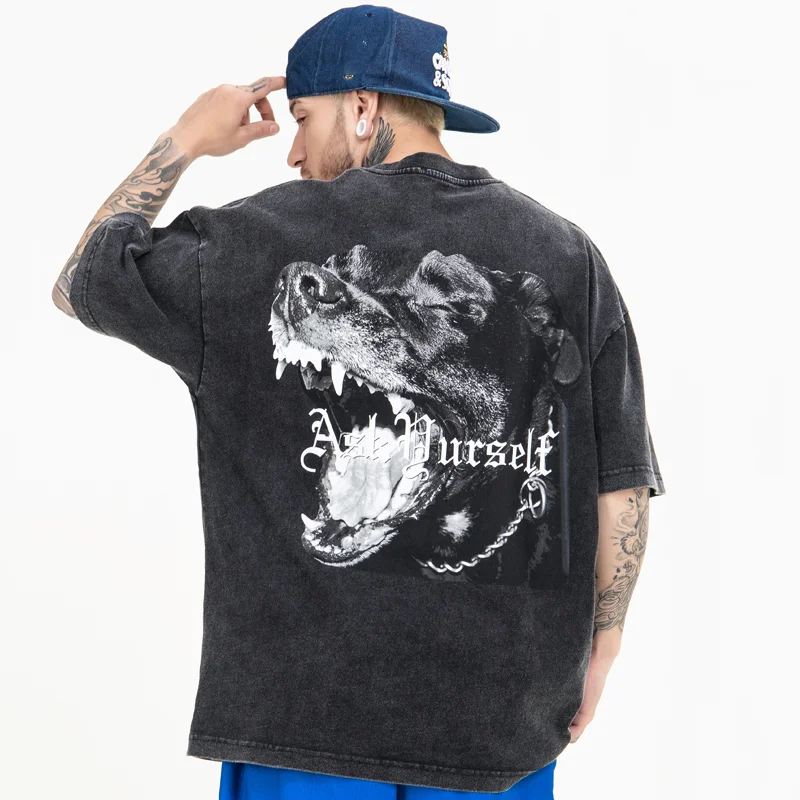 

Harajuku T-shirt Oversize Hip Hop Graphic T shirts Cotton Retro Washed Tops Men Streetwear Summer Short Sleeve Vintage Clothing
