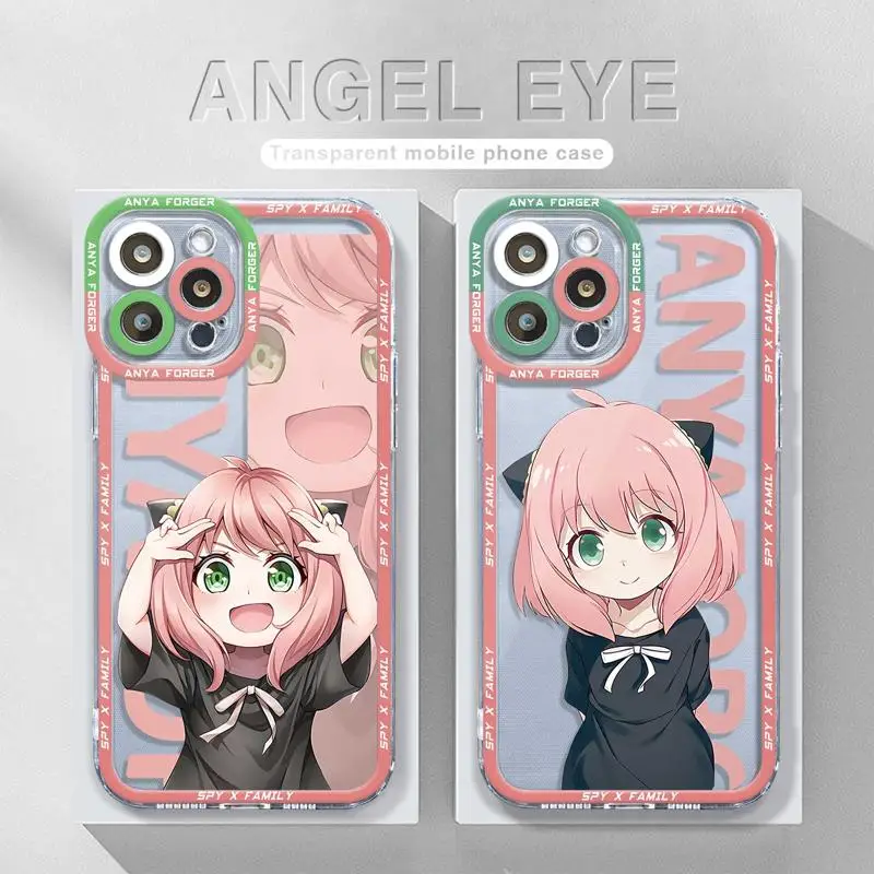 

Spy X Family Pink Anya Forger Clear Phone Case For Apple iPhone 14 13 12 11 Pro Max 13 12 Mini XS Max XR X 7 8 6 6S Plus Cover