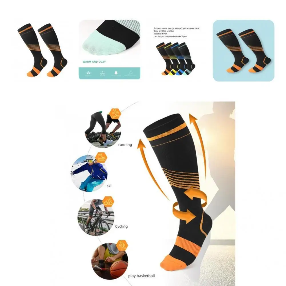

1Pair Nylon Stockings Wear Resistant Compression Socks Compression Socks Color Striped
