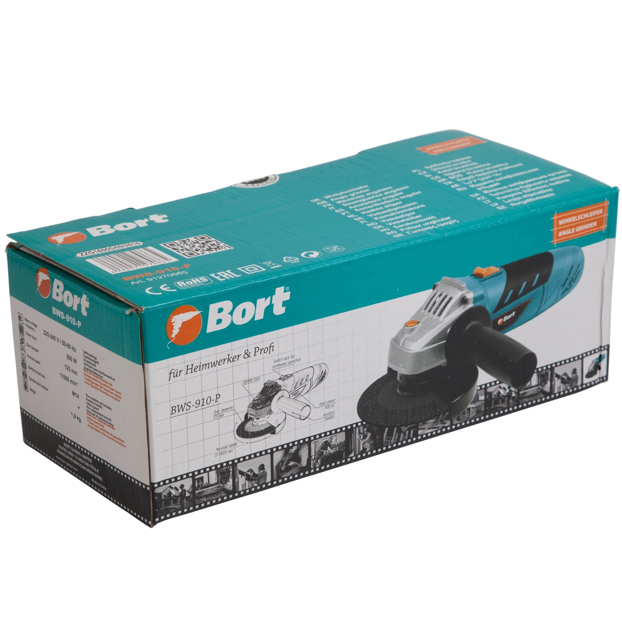 Машина шлифовальная угловая Bort BWS-910-P (Мощность 900 Вт диск 125 мм блокировка