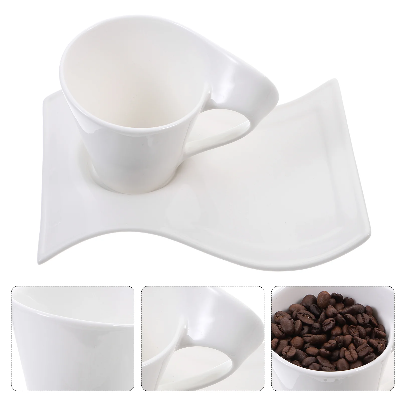 

160 Ml Coffee Cup Tea Latte Ceramic Tumbler Mug Porcelain Concentrated Teacup Saucer