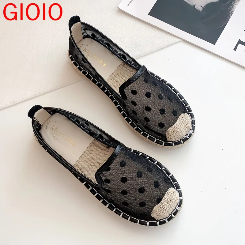 

Эспадрильи и тапочки из сетчатого материала, без застежки, на плоской подошве