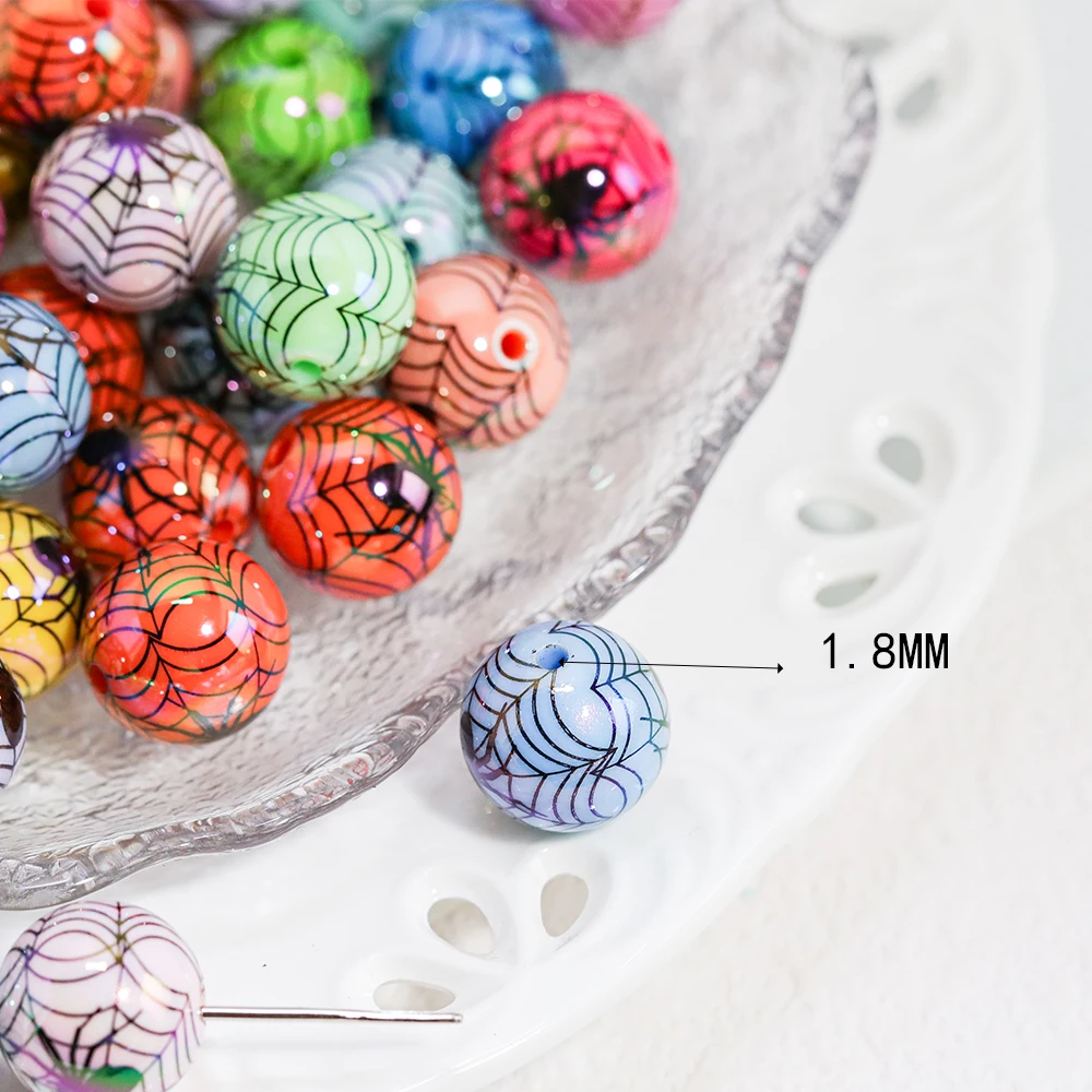 Фото Сердечный дизайн 100 шт. 16*16 мм DIY бусины на Хэллоуин/эффект Авроры/ручная работа/ювелирные аксессуары/круглая форма/акриловая бусина # 19007 №5