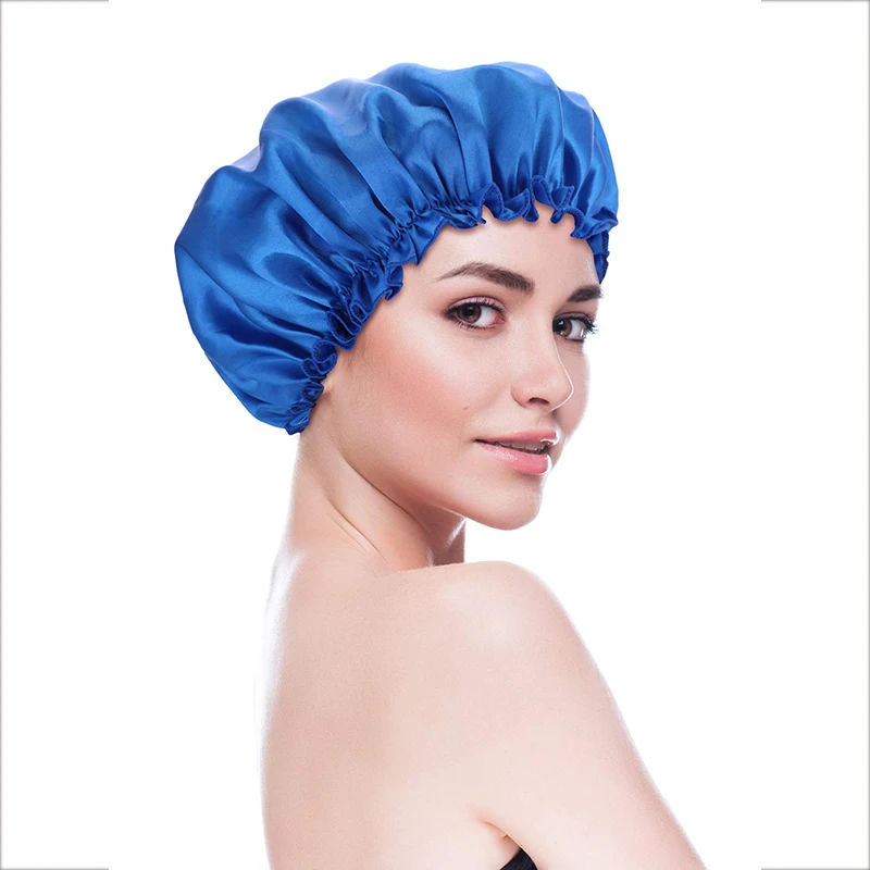 

Solid Nightcap Women Satin Bonnet Fashion Stain Silky Big Bonnet for Lady Sleep Cap Bath Hat Headwrap Hat Hair Wrap Bonnet