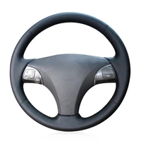 diy hand stitched non slip durable black leather car steering wheel cover for lexus es240 es250 es300 es350 2007 2012