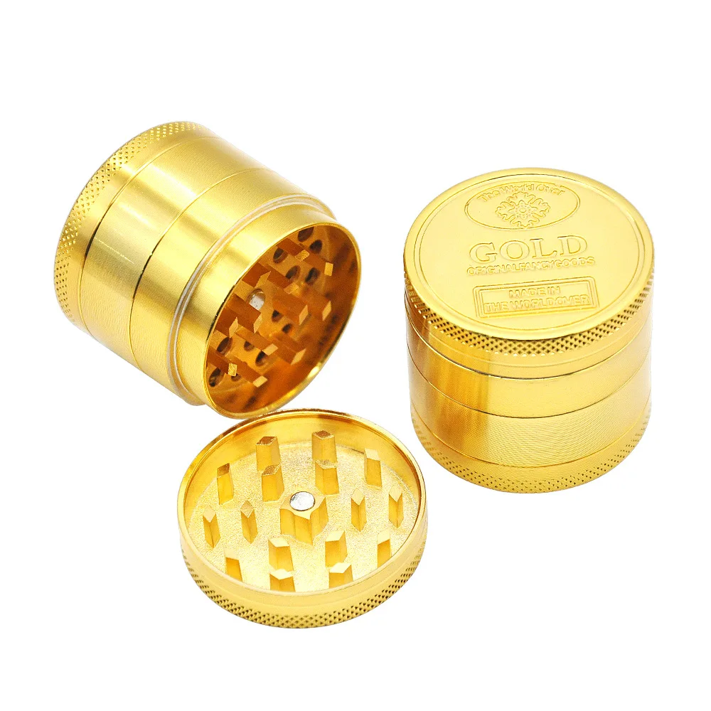 

Herb Mills 3/4 Parts Zinc Alloy 40mm Tobacco Crusher 1.57 Inch Gold Herbal Crusher Grinders Hookah Accessories