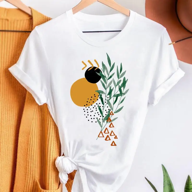 

Футболка женская с графическим принтом, модная рубашка с коротким рукавом, с акварельным рисунком, стильная футболка с принтом, весна-лето