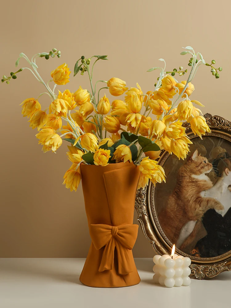 

Bow Ceramic Flowers Vase Pot Home Decor Room Wedding Decoration Living Room Dining Table Interior Vase