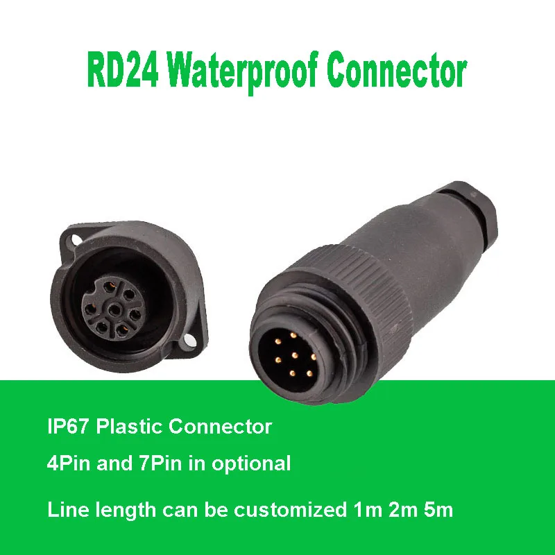 

Waterproof 4Pin 7Pin Female Plug Male Socket RD24/J10 Aviation Connector 3+PE 6+PE Compatible S693 Panel Mount for LED Car Moto